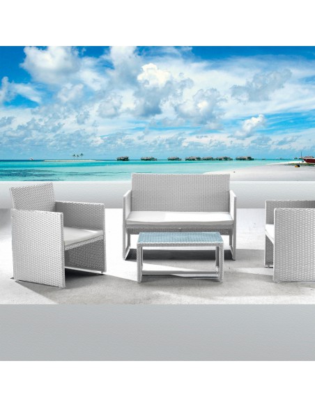 Salotto Valencia Bianco - Set 4 Elementi Salotto Valencia Bianco - Set 4 Elementi