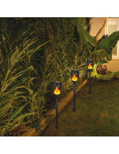 Set 2 Pichetti Solari Olympia Xl H. 59Cm C/Effetto Fiamma Velamp