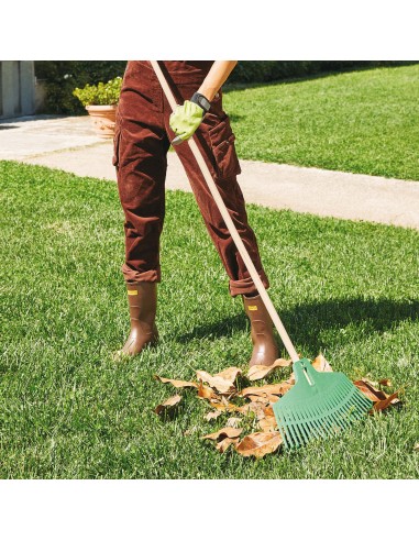 Scopa 25 Denti Per Erba E Foglie Con Manico In Legno Cm 47 Verdemax