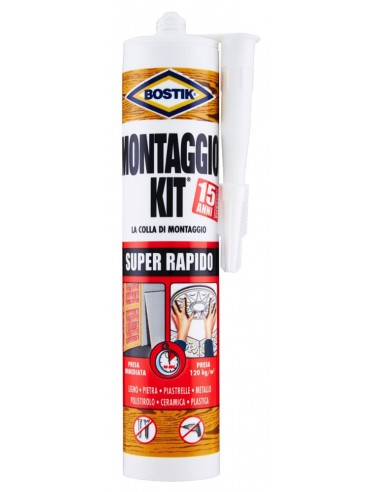 Bostik Montaggio Kit Super Rapido Colla Di Montaggio Universale Bianco In Cartuccia Da 310Gr Bostik - 1