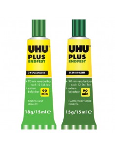 Colla bicomponente Uhu Plus Endfest 90 min - 30ml (2x15ml) - trasparente - UHU - D9249 UHU - 1 2