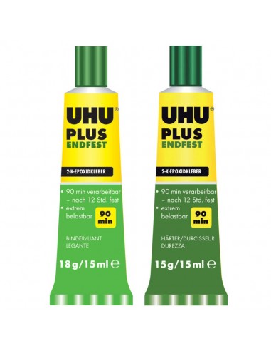 Colla bicomponente Uhu Plus Endfest 90 min - 30ml (2x15ml) - trasparente - UHU - D9249 UHU - 2