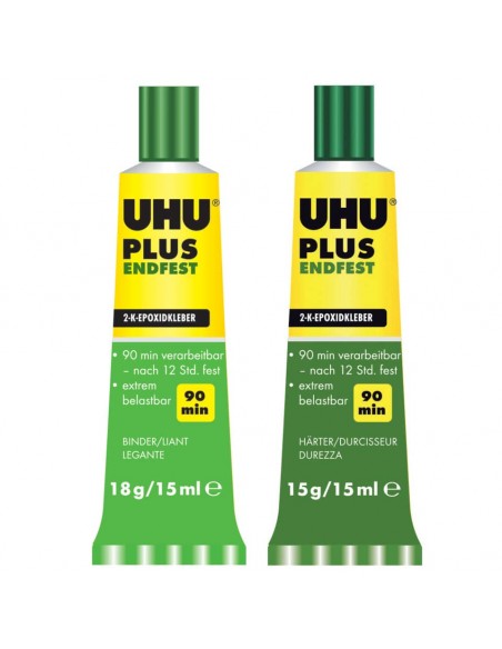 Colla bicomponente Uhu Plus Endfest 90 min - 30ml (2x15ml) - trasparente - UHU - D9249 UHU - 2