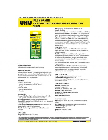 Colla bicomponente Uhu Plus Endfest 90 min - 30ml (2x15ml) - trasparente - UHU - D9249 UHU - 3