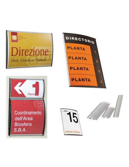 Targa da parete Arkos profilo silver bombata in alluminio e pvc Studio T - 5