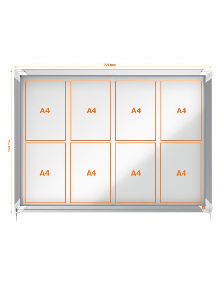 Bacheca per interni Nobo - ante scorrevoli - 8xA4 - 97x69 cm - orizzontale - 1902569 Nobo - 2 Bacheca per interni Nobo - ante scorrevoli - 8xA4 - 97x69 cm - orizzontale - 1902569 Nobo - 2