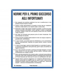 Cartello in Alluminio 33,3x47 cm  - 'Norme Di Primo Soccorso Agli Infortunati'' - 3612 Cartelli Segnalatori - 1