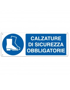 Cartello Alluminio 35X12,5Cm - Calzatura Di Sicurezza Obbligatoria Cartelli Segnalatori - 1