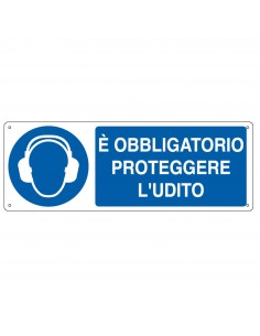 Cartello Alluminio 35X12,5Cm E' Obbligatorio Proteggere L'Udito Cartelli Segnalatori - 1