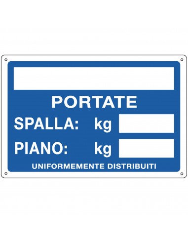 Cartello in Alluminio 30X20Cm ' Portate: Spalla / Piano ' Cartelli Segnalatori - 1