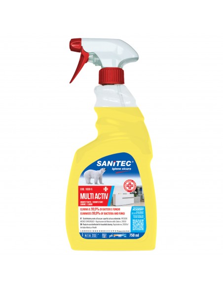 Detergente Disinfettante Multi Activ Sanitec - limone -  750 ml - 1838-S Sanitec - 2 Detergente Disinfettante Multi Activ Sanitec - limone -  750 ml - 1838-S Sanitec - 2