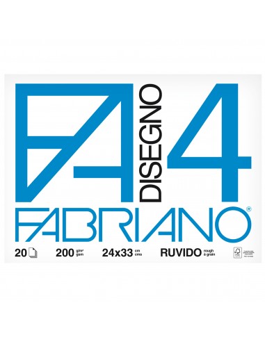 Fabriano disegno 4 - Ruvido - 24x33 cm - 200 g/mq - 20 fogli - 05000597 Fabriano - 1