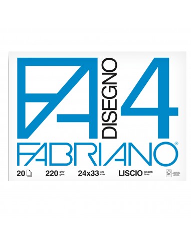 Fabriano disegno 4 - Liscio - 24x33 cm - 220 g/mq - 20 fogli - 05200597 Fabriano - 1