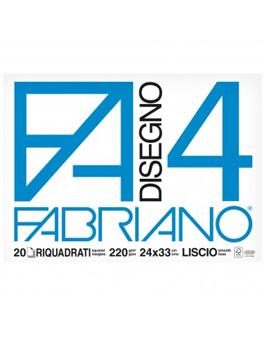 Fabriano disegno 4 - Liscio riquadrato - 24x33 cm - 220 g/mq - 20 fogli - 05201597 Fabriano - 1