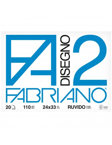 Fabriano disegno 2 - Ruvido - 24x33 cm - a 4 angoli - 110 g/mq - 20 fogli - 06000516 Fabriano - 1