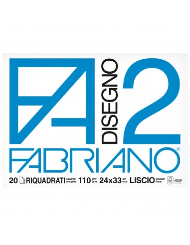 Fabriano disegno 2 - Liscio riquadrato - 24x33 cm - 4 angoli - 110 g/mq - 20 fg - 06201516 Fabriano - 1