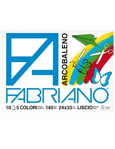 Fabriano arcobaleno - 24x33 cm - assortiti - 140 g/mq - 10 fogli - 44312433 (conf. 10) Fabriano - 1