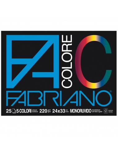 Fabriano Colore - 24x33 cm - assortiti - 220 g/mq - 25 fogli - 65251524 (conf. 5) Fabriano - 1