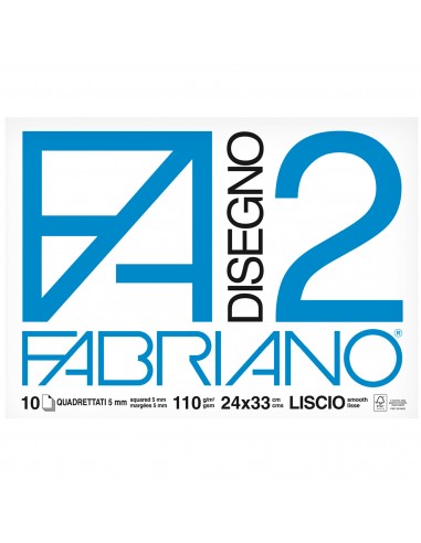 Fabriano disegno 2 - Liscio quadretti 5 mm - 24x33 cm - a punti metallici - 110 g/mq - 10 fogli - 04204311 (Conf. da 10) Fabrian