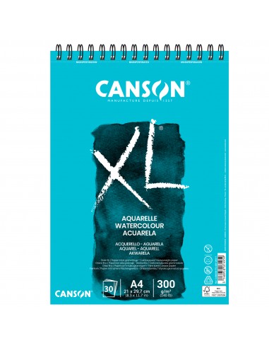 Conf da 5 Album spiralato CANSON XL Aquarelle bianco 300 g/m² 30 fogli A4 C400039170 Canson - 1
