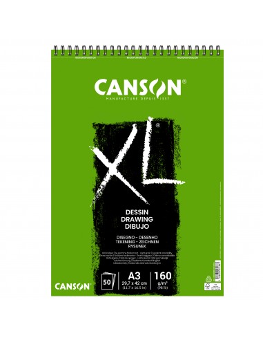 Conf da 5 Album spiralato CANSON XL Drawing bianco 160 g/m² 50 fogli A3 C400039089 Canson - 1