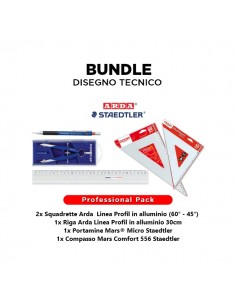 Professional Pack Disegno Tecnico da 5 pz : Squadrette Riga e Compasso e Portamine  - 1 2