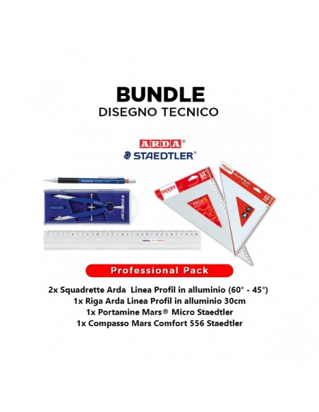 Professional Pack Disegno Tecnico da 5 pz : Squadrette Riga e Compasso e Portamine  - 2