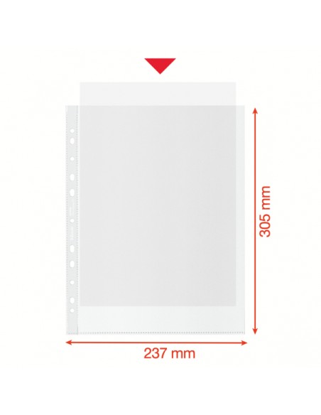 Buste a perforazione universale Esselte De Luxe f.to 22x30 cm 100% riciclate trasparenti - conf. 50 pezzi - 627504 Esselte - 6