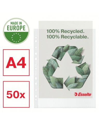 Buste a perforazione universale Esselte De Luxe f.to 22x30 cm 100% riciclate trasparenti - conf. 50 pezzi - 627504 Esselte - 3