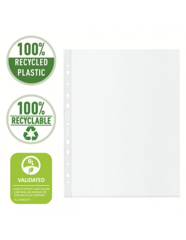 Buste a perforazione universale Esselte De Luxe f.to 22x30 cm 100% riciclate trasparenti - conf. 50 pezzi - 627504 Esselte - 4