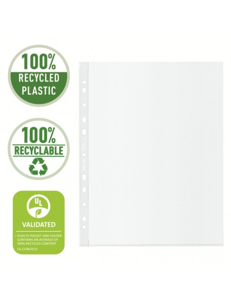 Buste a perforazione universale Esselte De Luxe f.to 22x30 cm 100% riciclate trasparenti - conf. 50 pezzi - 627504 Esselte - 4