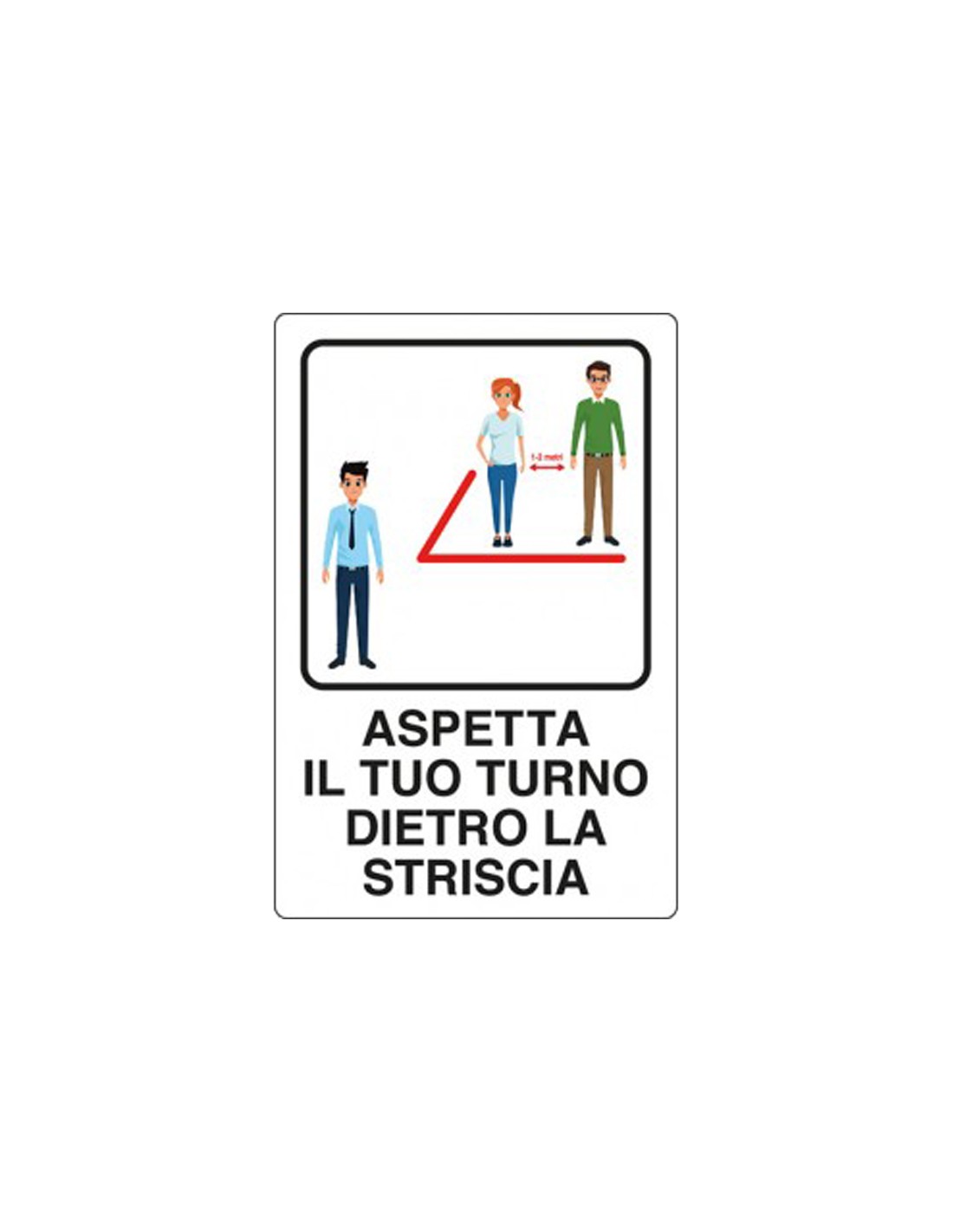 Adesivo Avviso Aspetta il Turno dietro la striscia - pvc - 20x30 cm -  04801070ADB0300X0200