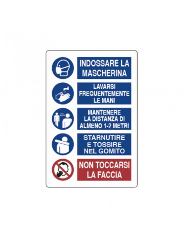 Cartello Avviso Indicazioni Anti Contagio Norme  - alluminio - 30x20 cm - 06905080ALB0300X0200 Pubblicentro - 2