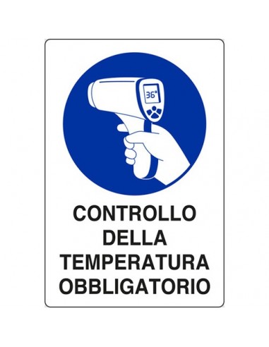 Cartello Controlo della Temperatura Obbligatorio - alluminio - 30x20 cm - 01809500ALB0300X0200  - 1