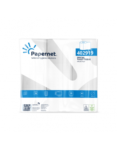Carta igienica microincollata Papernet 180 strappi - 2 veli Conf. 18 pezzi - 402919 Papernet - 1