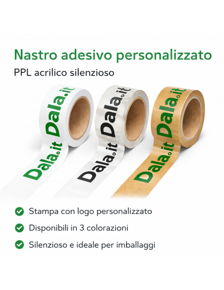 Nastro adesivo 50x66 mt personalizzato ppl acrilico silenzioso stampa 1 colore  - 2