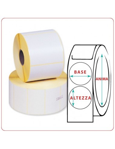 Etichette adesive in rotoli - 14X14 mm - Vellum - Tonda - Anima ¯ mm 25 - 40 - 50 - 76  - 1