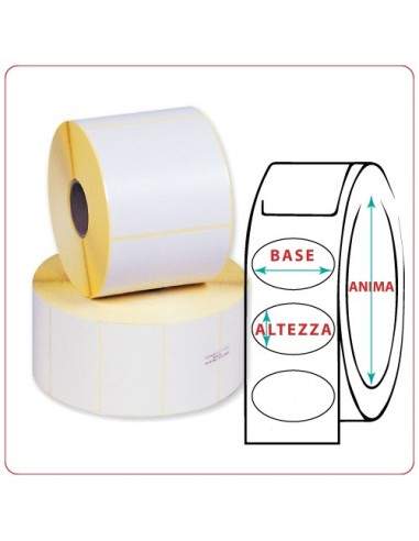 Etichette adesive in rotoli - 35X15 mm - Termica - Ovale - Anima Ø mm 25 - 40 - 50 - 76  - 1