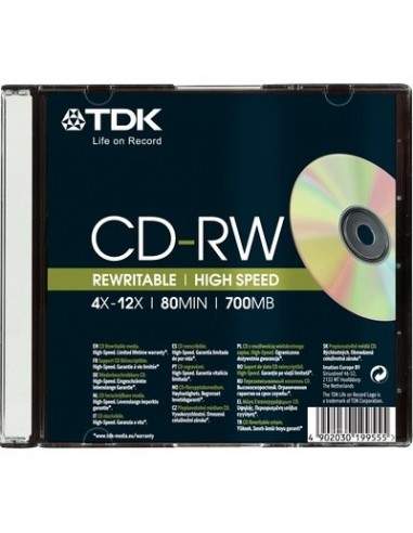 CD TDK - Jewel case - CD-RW - 4x-12x - t18791 (conf.5) TDK - 1