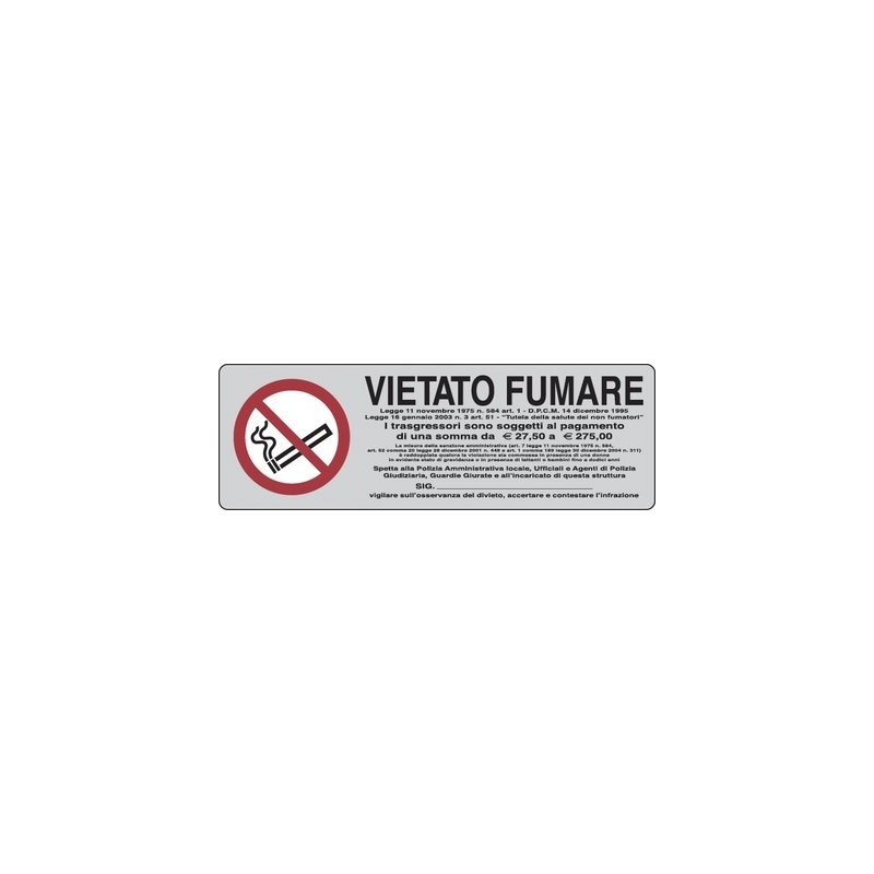 Cartelli segnaletici adesivi Pubblicentro - vietato fumare con legge -  15900020ADB0150X0050 - 