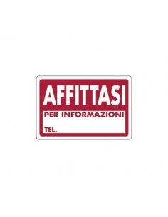 Cartello in pvc - affittasi per informazioni tel. - 30x20 cm - 07705010PLB0300X0200 Pubblicentro - 1